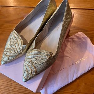 Sofia Webster Gold Crackle Butterfly Flat